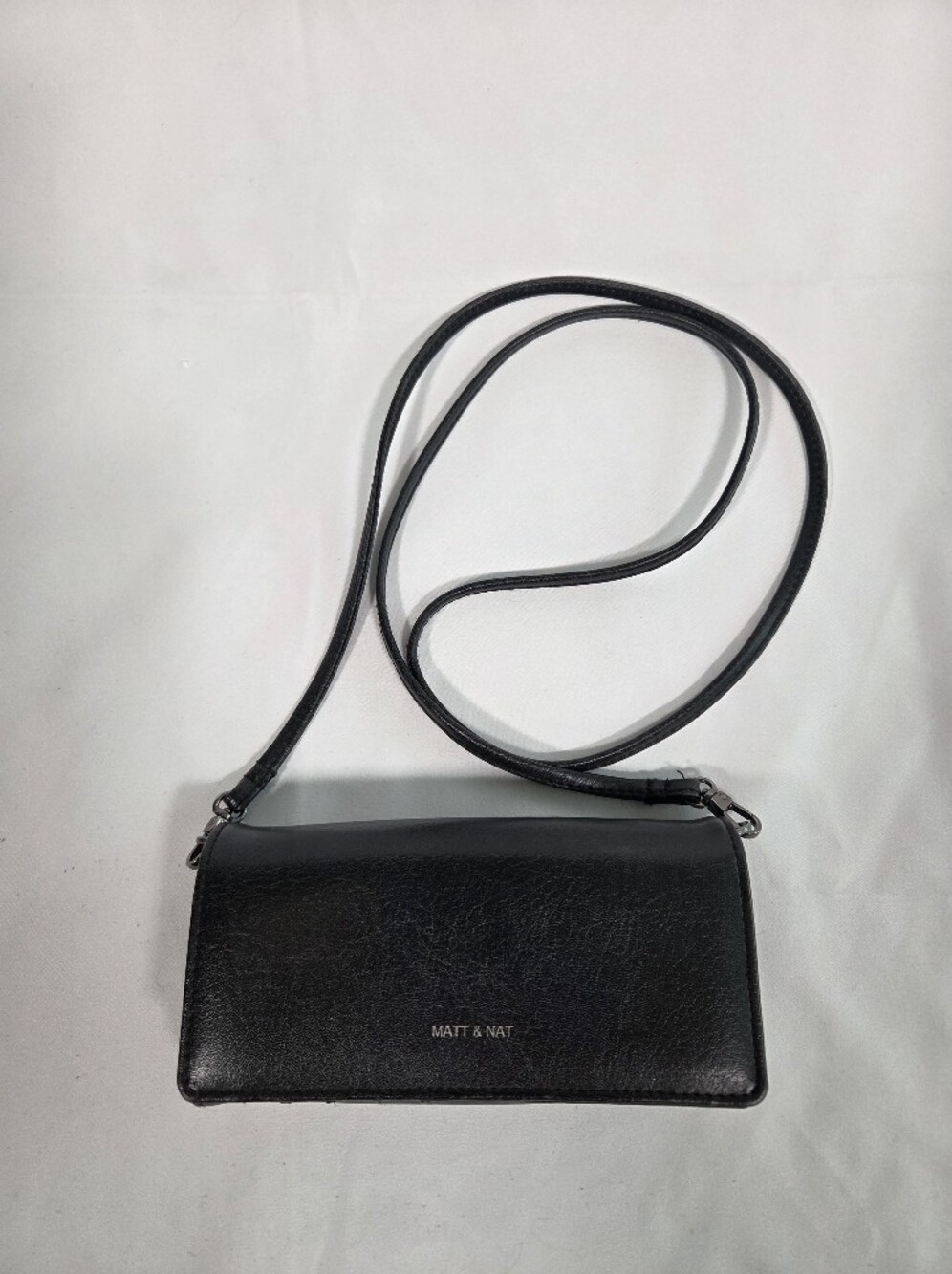 Matt & Nat Black Vegan Leather Wallet-on-a-String Crossbody Bag